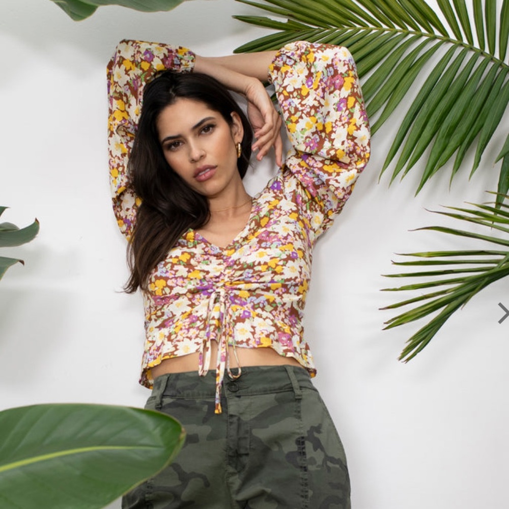 🆕SANCTUARY FLORAL COLLAGE CROP BLOUSE ( Sz S )